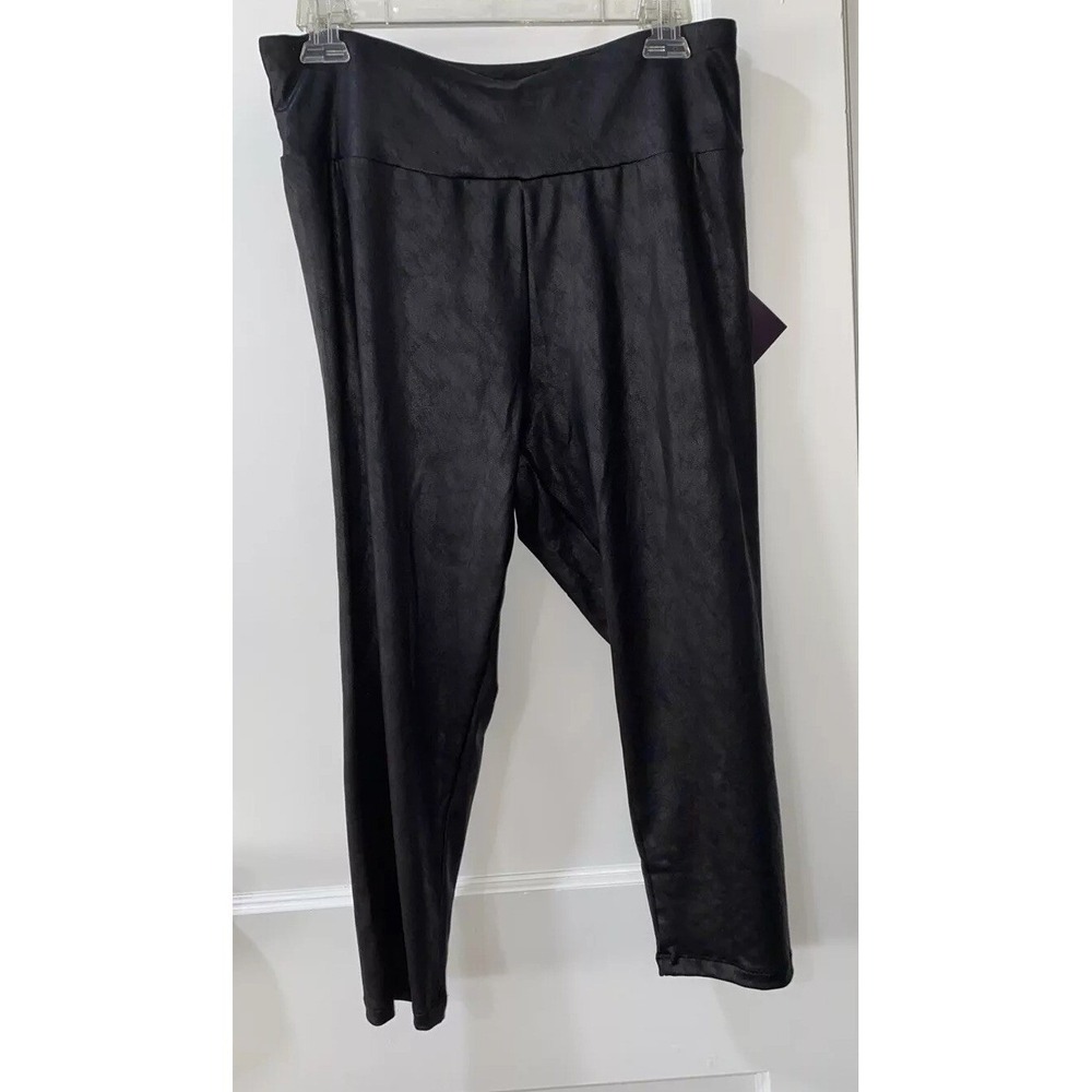 Ava & Viv Black Faux Leather Ankle Leggings Pants Stretch‎ Plus Size X New